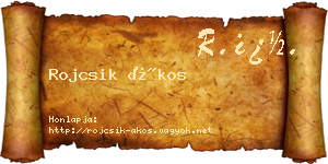 Rojcsik Ákos névjegykártya